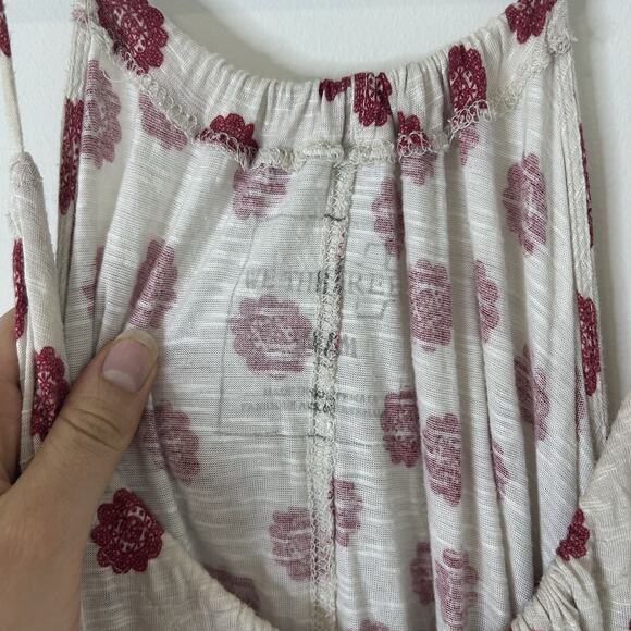 Free People We The Free Dress Womens Medium Red Floral Loose Fit Pockets Beachy - Picture 3 of 7